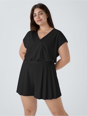 Halara- V Neck Short Sleeve Pocket Waffle Casual Plus Size Jumpsuit. 3X